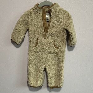 Carter's Cream Sherpa One-Piece with Tan Trim
